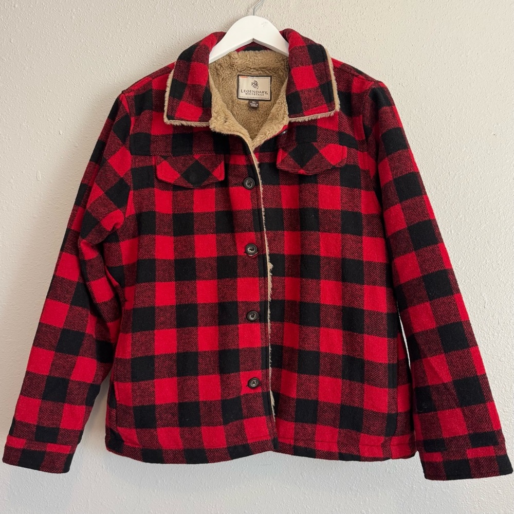 Legendary Whitetails Men’s Red-Black Buffalo Plaid Wool Blend Rugged Shacket XL‎